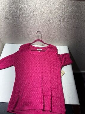 Coldwater Creek Hot Pink Knit Crewneck Sweater